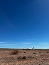 General aviation, small airplane at airfield in desert in Africa. Cessna 172. Royalty Free Stock Photo