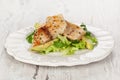 Fish with salad. Royalty Free Stock Photo