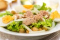 Fish salad with chickpea and boiled egg Royalty Free Stock Photo