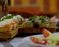 Fish sandwiches food photos. Selection of fish sandwiches on display