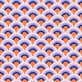 Fish scale abstract geometric groovy seamless pattern. Colorful striped half circles 70s style nostalgic retro Royalty Free Stock Photo