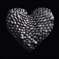 Fish scale Heart isolated on black background. Royalty Free Stock Photo