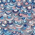 Fish scale made of circles seamless pattern, abstract background in soft trendy colors.Marine sea decoration