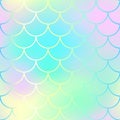 Fish scale pattern background. Gradient mesh texture. Candy color mermaid seamless pattern.