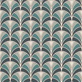 Fish scale wallpaper. Asian traditional ornament with repeated scallops. Hand fan motif. Oriental seamless pattern