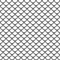 Fish scales seamless pattern, animal texture, animalistic ornament, vector background. Black and white print, graphic illustration Royalty Free Stock Photo