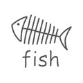 Fish sceleton white sign on dark background. Vector Illustration. EPS