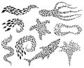 Fish school or shoal, vector silhouette set. Shoal of fishes isolated on white. Sea fishes group in ocean or marine Royalty Free Stock Photo