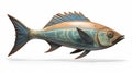 Colorful Metal Fish Statue On White Background - Native American Inspired Art