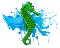 Fish Sea horse green . Vector illustration image