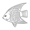 The fish of the sea or river.Coloring pages for adults or children.Black and white image.Doodle coloring book.Vector illustration Royalty Free Stock Photo