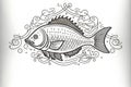 Fish or seafood line art for food apps and website, animals, marine life