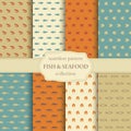 Fish and seafood seamless backgrounds
