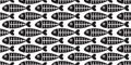 Fish seamless pattern fish bone shark fin salmon isolated wallpaper background backdrop Royalty Free Stock Photo