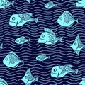Fish seamless pattern. Sea life pattern with colorful fishes. Royalty Free Stock Photo