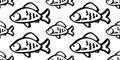 Fish seamless pattern vector black and white