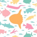Fish seamless pattern. Vector color image background. Royalty Free Stock Photo