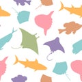 Fish seamless pattern. Vector color image background. Royalty Free Stock Photo