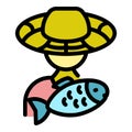 Fish seller icon color outline vector