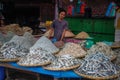 Fish sellers in the local Indonesian authentic and colorful street market