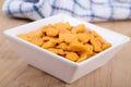 Fish shaped cheddar crackers Royalty Free Stock Photo