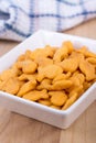 Fish shaped cheddar crackers Royalty Free Stock Photo