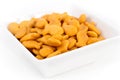 Fish shaped cheddar crackers Royalty Free Stock Photo