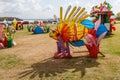 Fish shaped lights for Nusa Dua light festival. Ocean world theme. Day time. Nusa Dua, Badung, Bali, Indonesia.