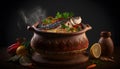 fish and shrimp moqueca, made with clay pot, seafood, brazilian food, baiana food, capixaba food, generative ai