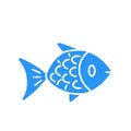 Fish sign. Healthly food concept icon. Flat cartoon vector illustration, hand drawn style