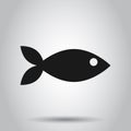 Fish sign icon in flat style. Goldfish vector illustration on isolated background. Seafood business concept