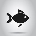 Fish sign icon in flat style. Goldfish vector illustration on isolated background. Seafood business concept