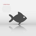 Fish sign icon in flat style. Goldfish vector illustration on white isolated background. Seafood business concept