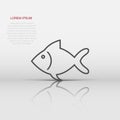 Fish sign icon in flat style. Goldfish vector illustration on white isolated background. Seafood business concept