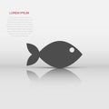 Fish sign icon in flat style. Goldfish vector illustration on white isolated background. Seafood business concept