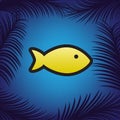 Fish sign illustration. Vector. Golden icon with black contour a Royalty Free Stock Photo