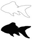 Fish silhouette - gill-bearing aquatic craniate animals that lack limbs with digits Royalty Free Stock Photo