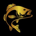 fish silhouette golden color vector art design