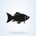 Fish silhouette icon isolated on white background. Vector illustration Royalty Free Stock Photo