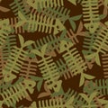 Fish skeleton army Pattern seamless. military Fish bones Background. soldier texture Royalty Free Stock Photo