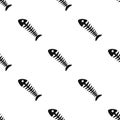 Fish skeleton icon in black style isolated on white background. Trash and garbage pattern stock vector illustration.