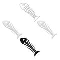 Fish skeleton icon in cartoon style isolated on white background. Trash and garbage symbol stock vector illustration. Royalty Free Stock Photo