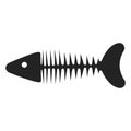 Fish skeleton icon, fishbone black silhouette symbol