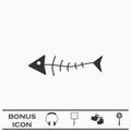 Fish skeleton icon flat Royalty Free Stock Photo