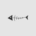 Fish skeleton icon flat Royalty Free Stock Photo