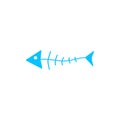 Fish skeleton icon flat Royalty Free Stock Photo