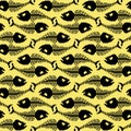Fish skeleton pixel art pattern seamless. 8 bit Fish skull background. pixelated Vector texture