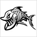 Fish skeleton on white. Vector illustration Royalty Free Stock Photo