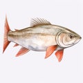 Hand Painted Watercolor Fish Nympha Illustration On White Background