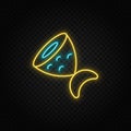 fish, sliced fish neon icon. Blue and yellow neon vector icon